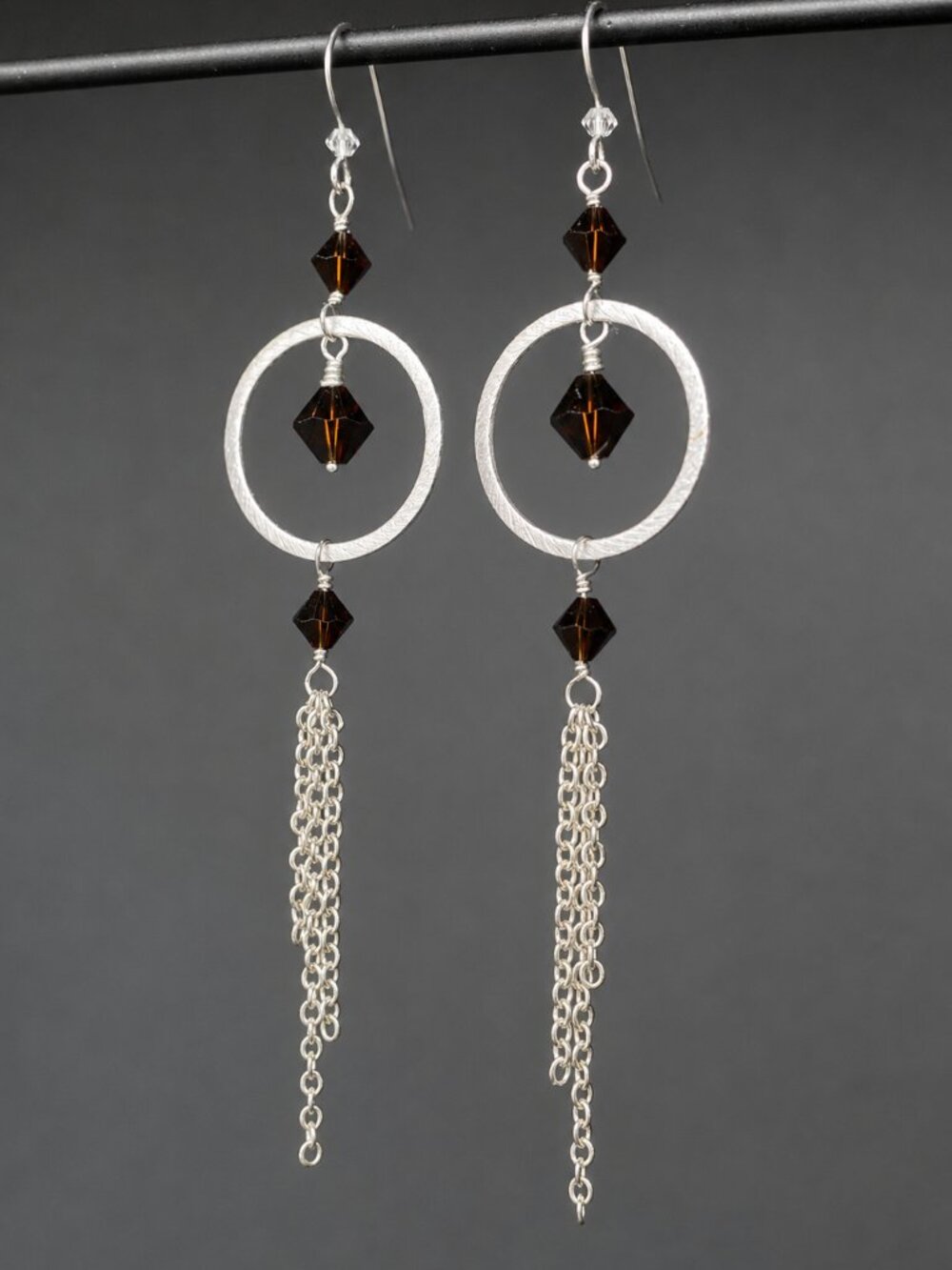 Swarovski Crystal, Circle & Chain Earrings